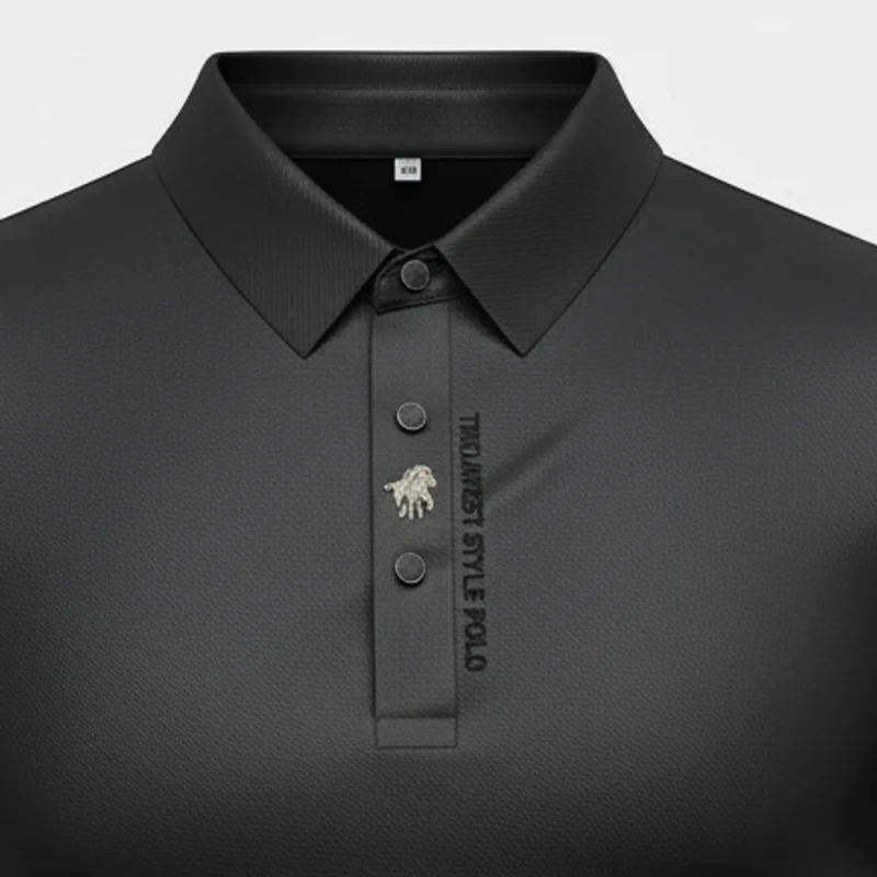 Detalle del cuello de la polo negra